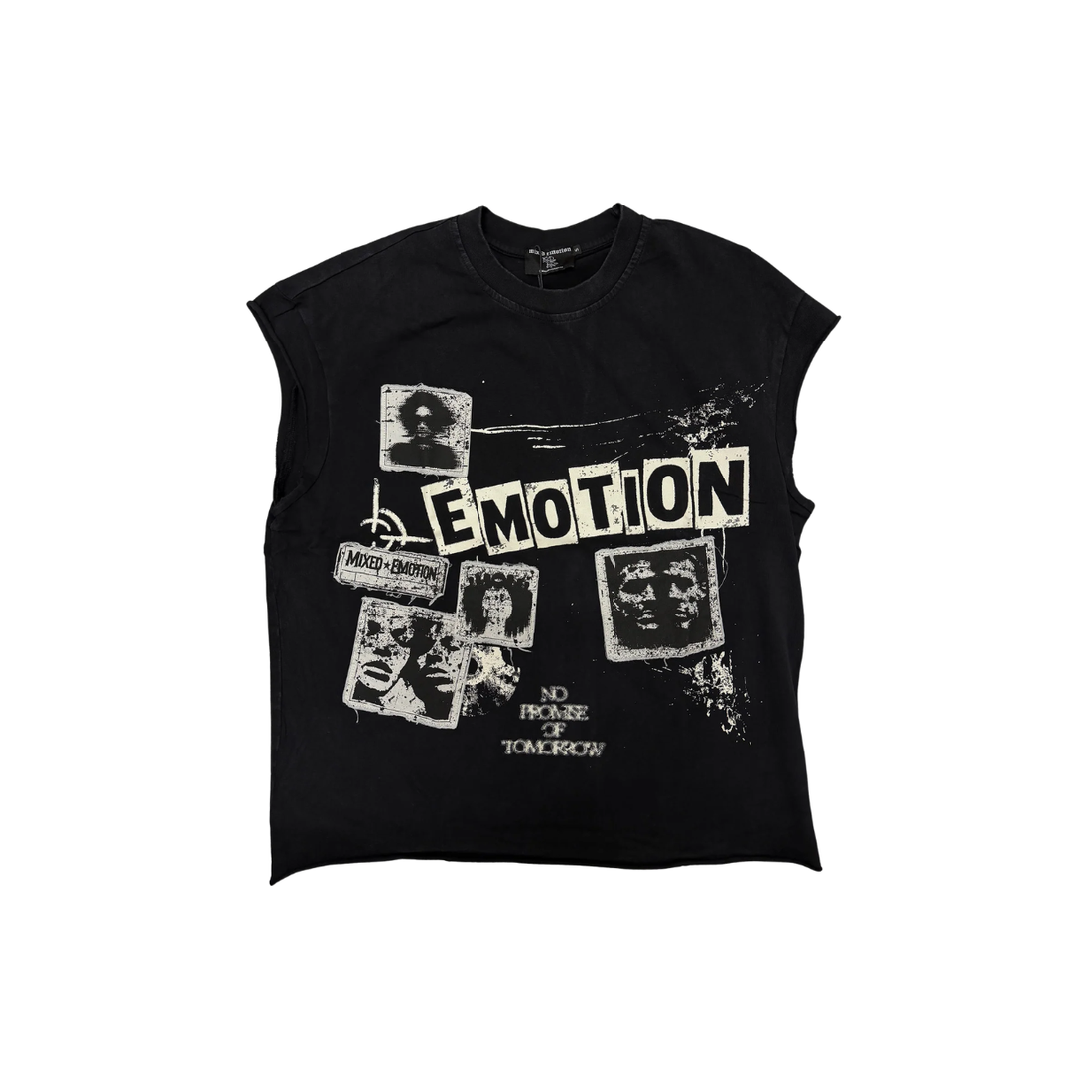 MIXED EMOTIONS TEE 'SLEEVELESS NEWSPAPER'