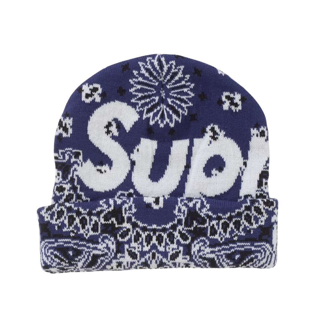 SUPREME BEANIE 'BANDANA BIG LOGO BLUE'
