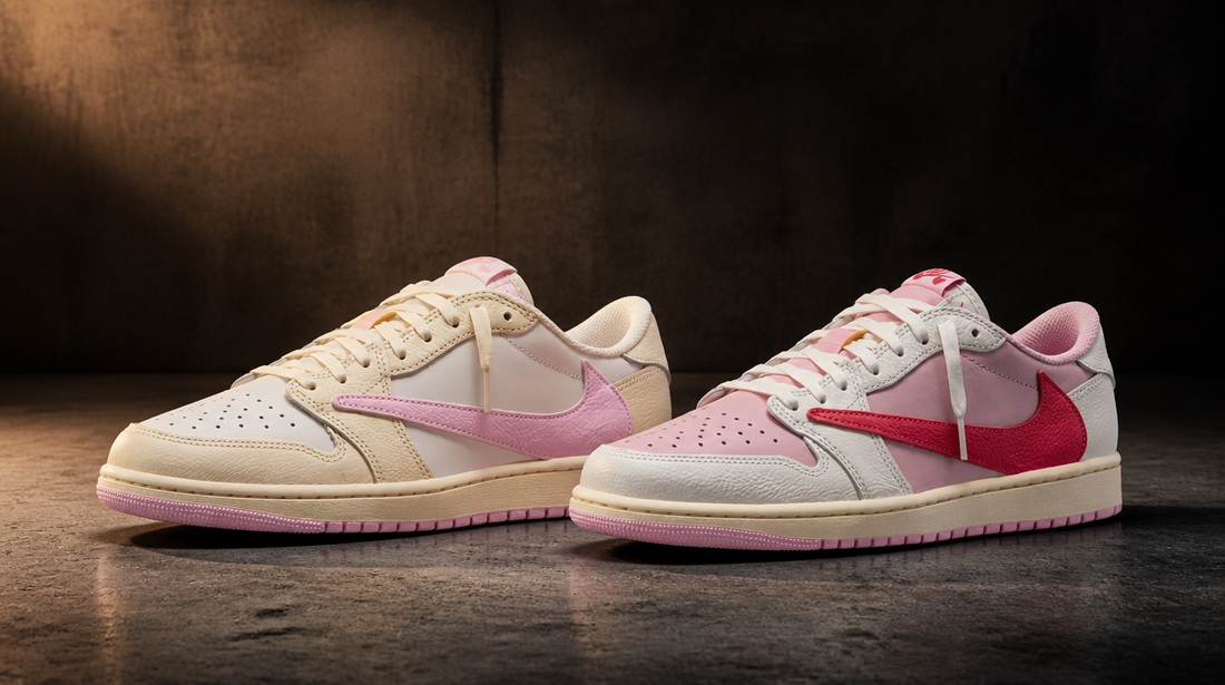 トラヴィススコット Shy Pink and Tropikal Pink Travis Scott AJ1 Low Pink Pack — Shy Pink & Tropical Pink Release
