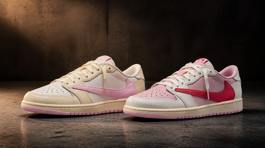 Travis Scott Air Jordan 1 Low Pink Pack - Shy Pink and Tropical Pink official Nike images