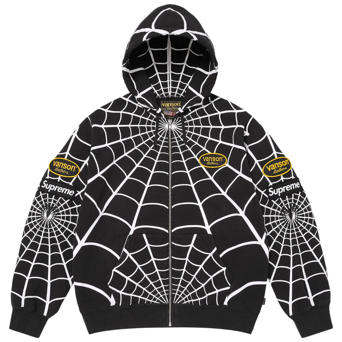 SUPREME HOODIE 'VANSON LEATHERS SPIDER-MAN BLACK'