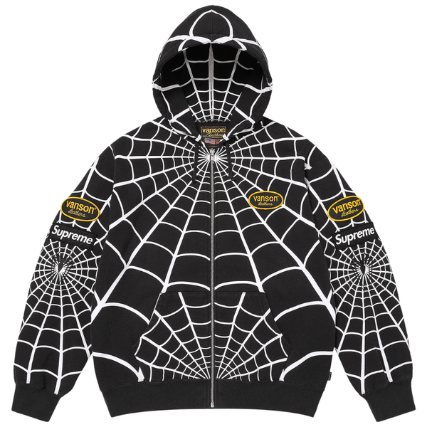 SUPREME HOODIE 'VANSON LEATHERS SPIDER-MAN BLACK'