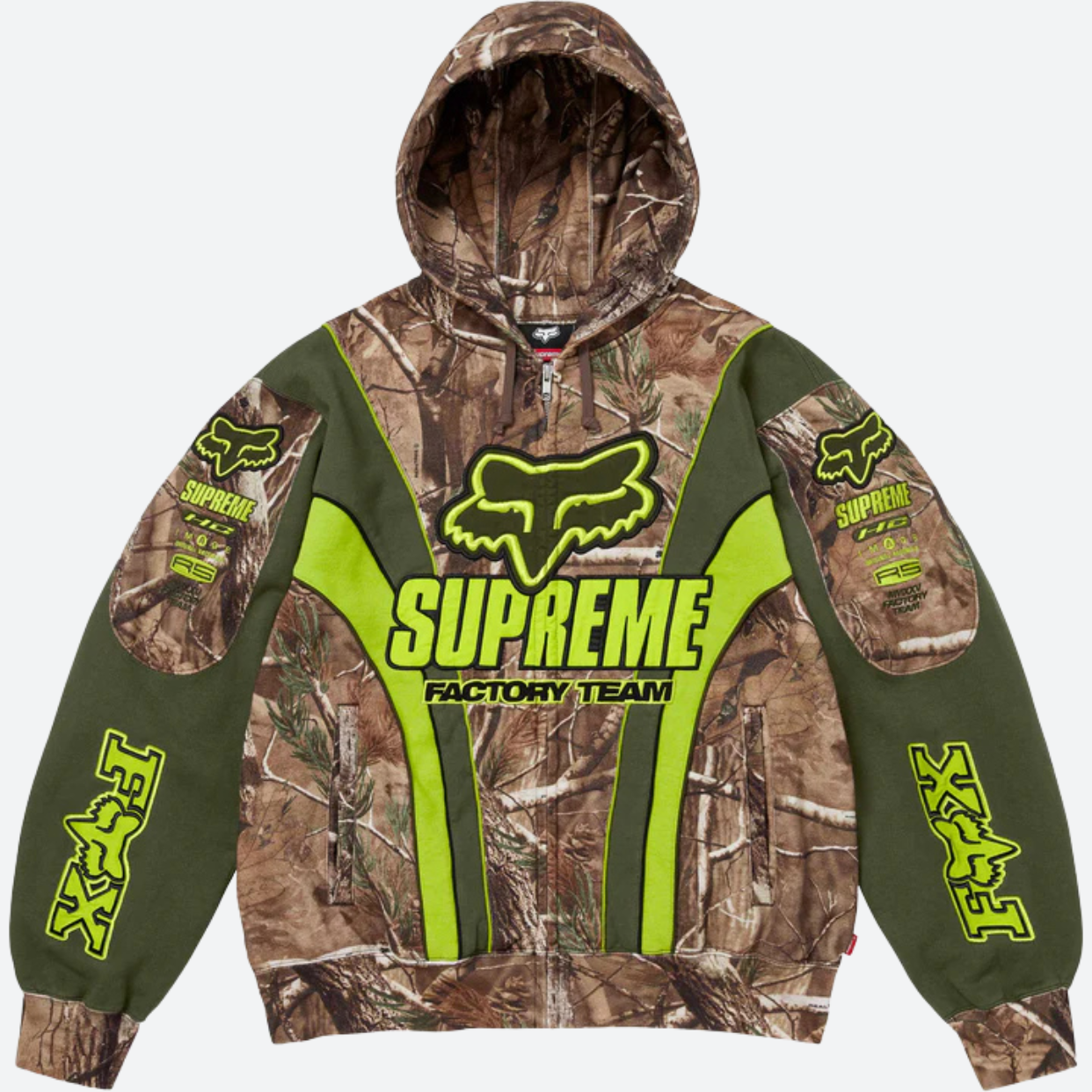SUPREME HOODIE 'ZIP UP FOX RACING REALTREE CAMO'