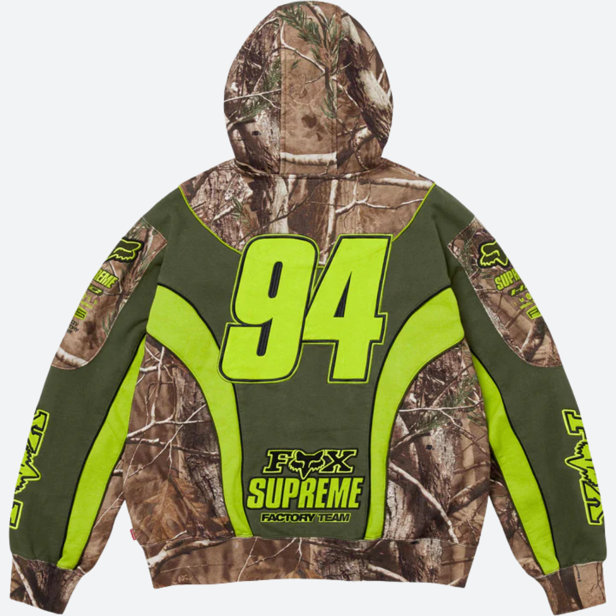 SUPREME HOODIE 'ZIP UP FOX RACING REALTREE CAMO'