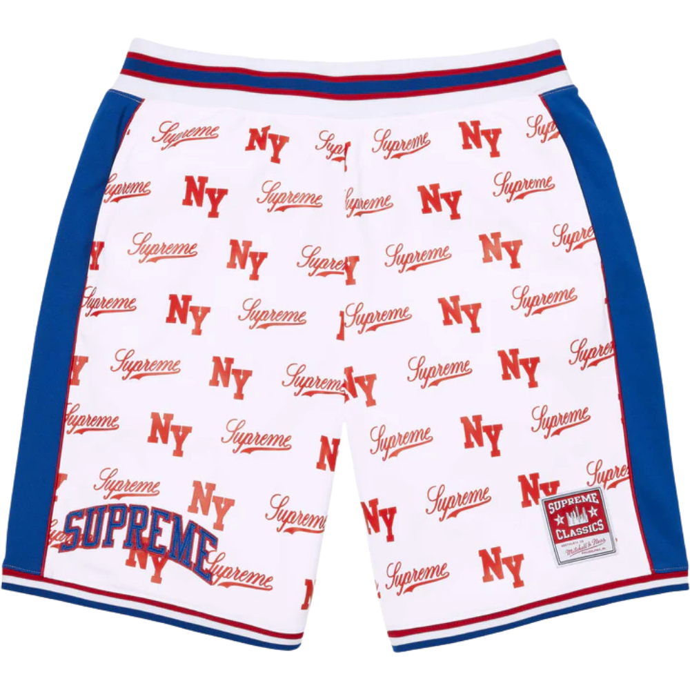 SUPREME SHORT 'MITCHELL & NESS MONOGRAM BASKETBALL WHITE'