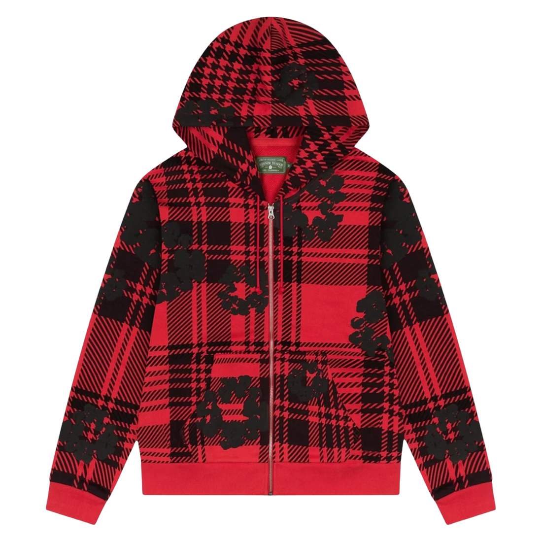 DENIM TEARS HOODIE 'ZIP-UP PLAID RED'