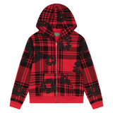 DENIM TEARS HOODIE 'ZIP-UP PLAID RED'
