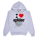 SP5DER HOODIE 'I HEART HEATHER GREY'