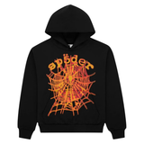 SP5DER HOODIE 'OG WEB V2 BLACK ORANGE'