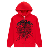 SP5DER HOODIE 'ZIP WEB RED'
