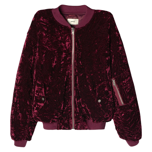 VAGUE STUDIOS BOMBER JACKET 'CRUSHED VELVET MERLOT'