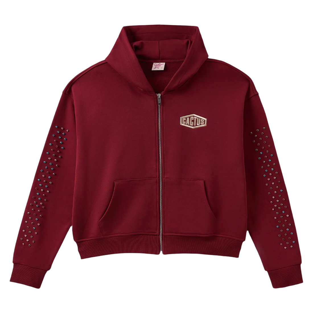 AZVA ZIP HOODIE 'CRYSTAL CACTUS RED'