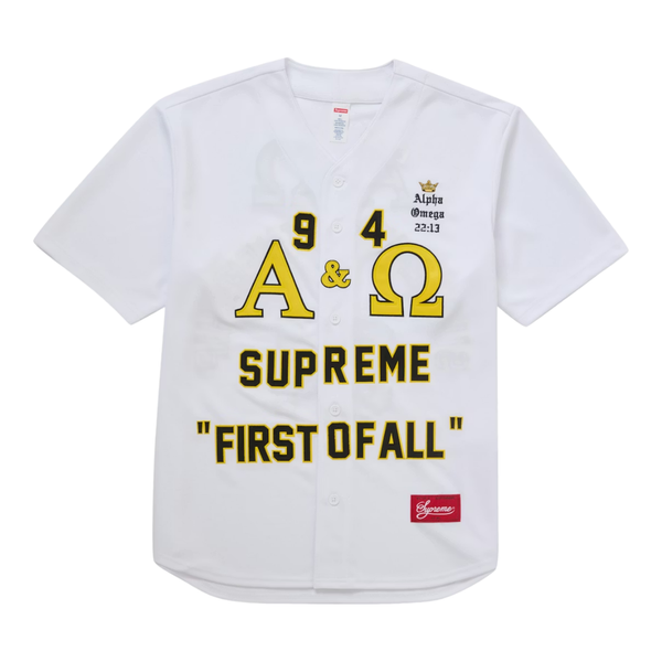 SUPREME JERSEY 'BASEBALL ALPHA OMEGA WHITE'