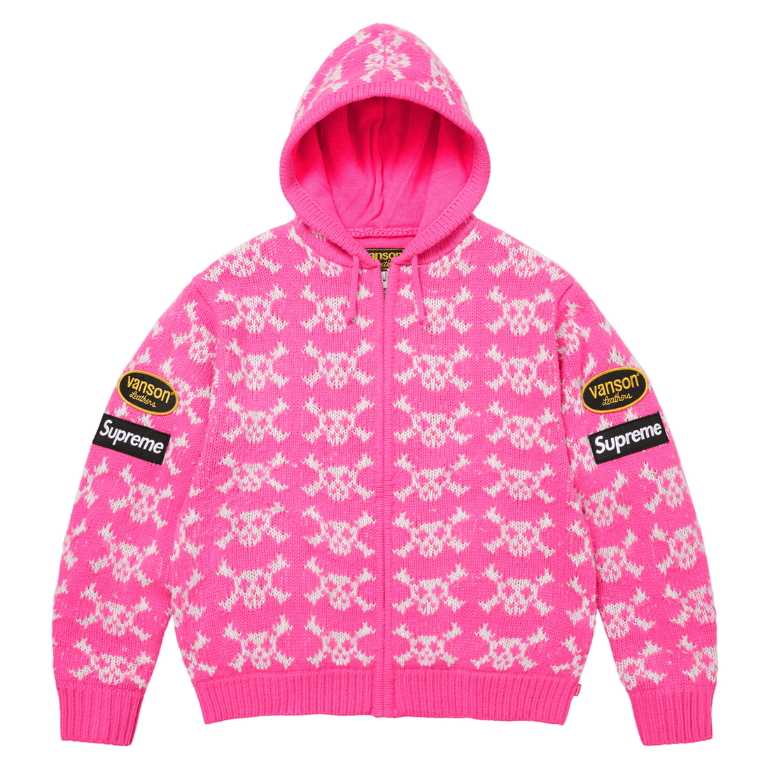 SUPREME ZIP-UP 'VANSON LEATHERS SKULL PINK'