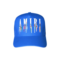AMIRI HAT 'PAINT DRIP TRUCKER BLUE'