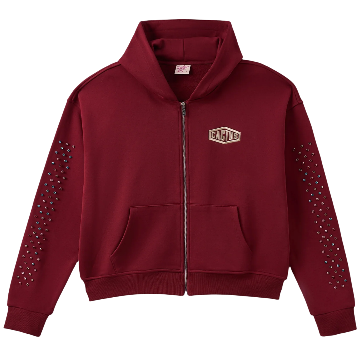 AZVA ZIP HOODIE 'CRYSTAL CACTUS RED'