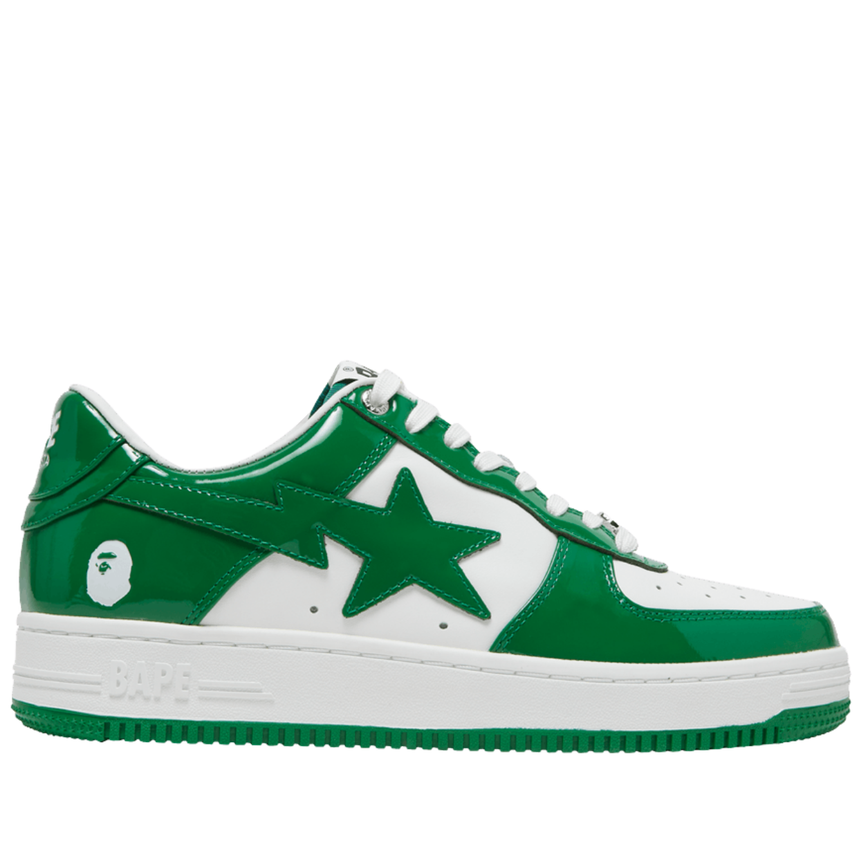 BAPE BAPESTA LOW 'PATENT LEATHER GREEN WHITE'