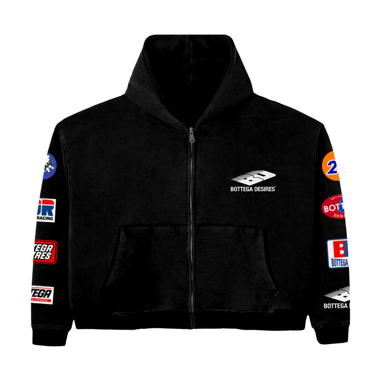 BOTTEGA DESIRES ZIP-UP 'PATCHES BLACK'