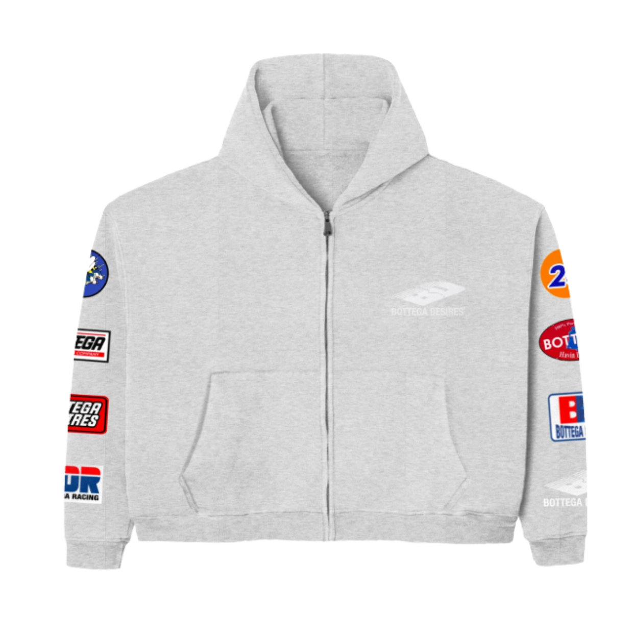 BOTTEGA DESIRES ZIP-UP 'PATCHES GREY'