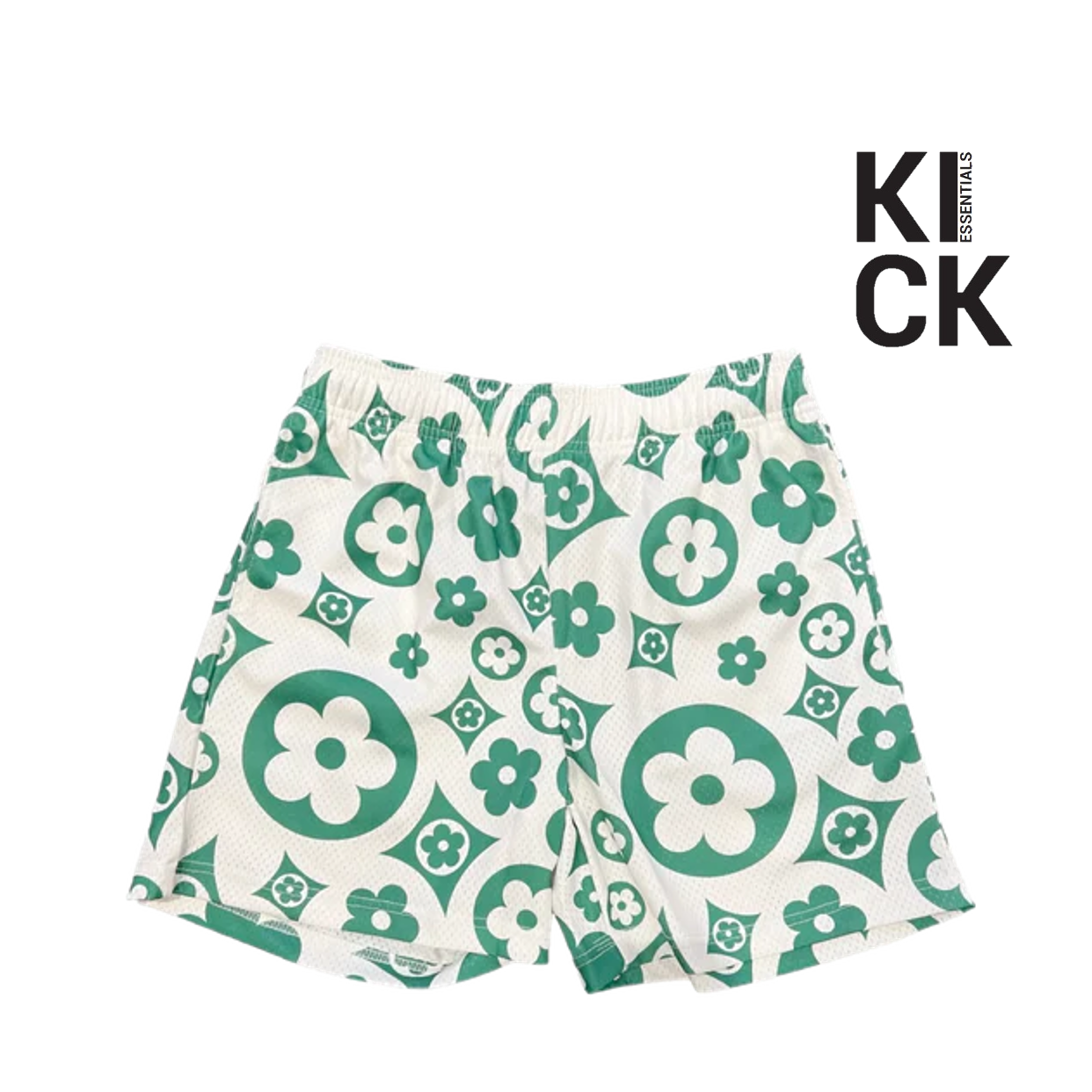 BRAVEST STUDIOS SHORT 'CREAM GREEN FLOWER LOGOS'
