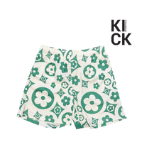 BRAVEST STUDIOS SHORT 'CREAM GREEN FLOWER LOGOS'