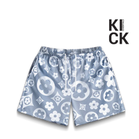 BRAVEST STUDIOS SHORT 'GREY BLUE FLOWER LOGOS'