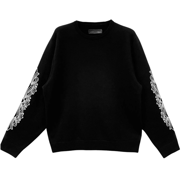CHROME HEARTS SWEATER 'CASHMERE EMBROIDERED FLORAL SLEEVE BLACK'