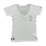 CHROME HEARTS V-NECK TEE 'DOUBLE CROSS WHITE (LIGHTLY USED)'