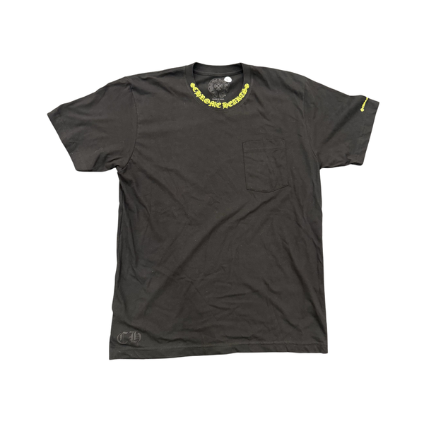 CHROME HEARTS TEE 'NECK LOGO BLACK NEON YELLOW'