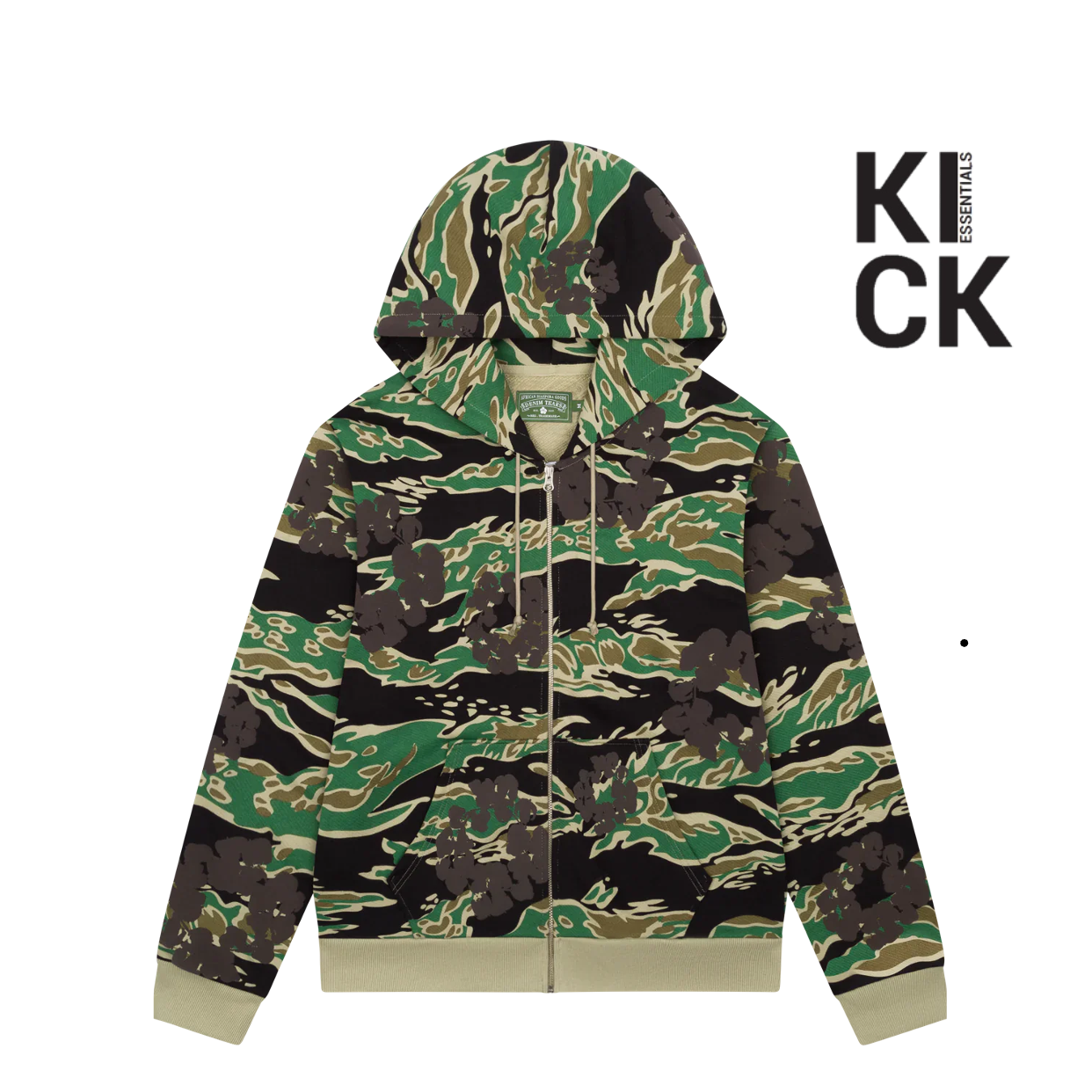 DENIM TEARS HOODIE 'ZIP-UP CAMO GREEN'