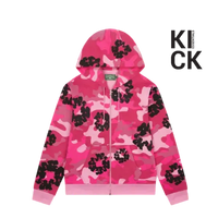 DENIM TEARS HOODIE 'ZIP-UP CAMO PINK'