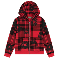 DENIM TEARS HOODIE 'ZIP-UP PLAID RED'