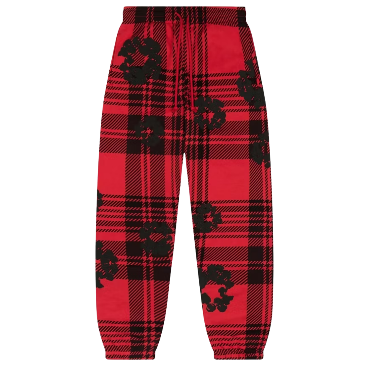 DENIM TEARS PANTS 'PLAID WREATH RED'