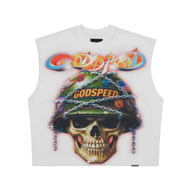 GODSPEED TEE 'SLEEVELESS BADGES OF HONOR WHITE'