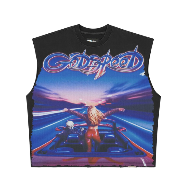 GODSPEED TEE 'FUN SLEEVELESS BLACK WASH'