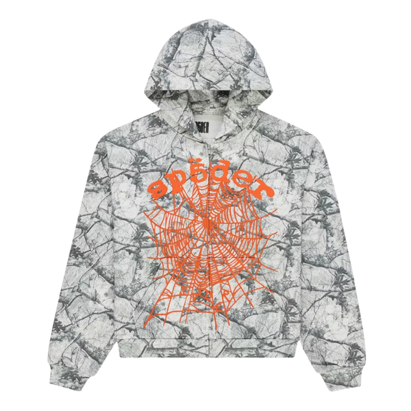SP5DER ZIP HOODIE 'REAL TREE OG WEB V2 WHITE CAMO'