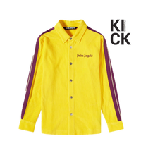 PALM ANGELS TEE 'CORDUROY FLEECE TRACK YELLOW PURPLE'