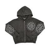 MIXED EMOTIONS HOODIE 'ECLIPSE GREY ACID RHINESTONE'