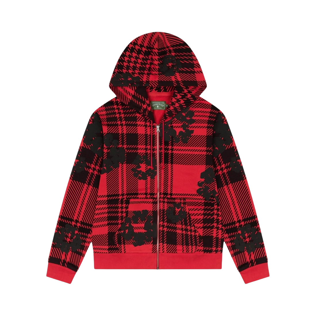 DENIM TEARS HOODIE 'ZIP-UP PLAID RED'