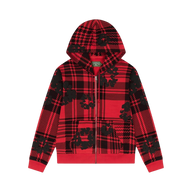DENIM TEARS HOODIE 'ZIP-UP PLAID RED'