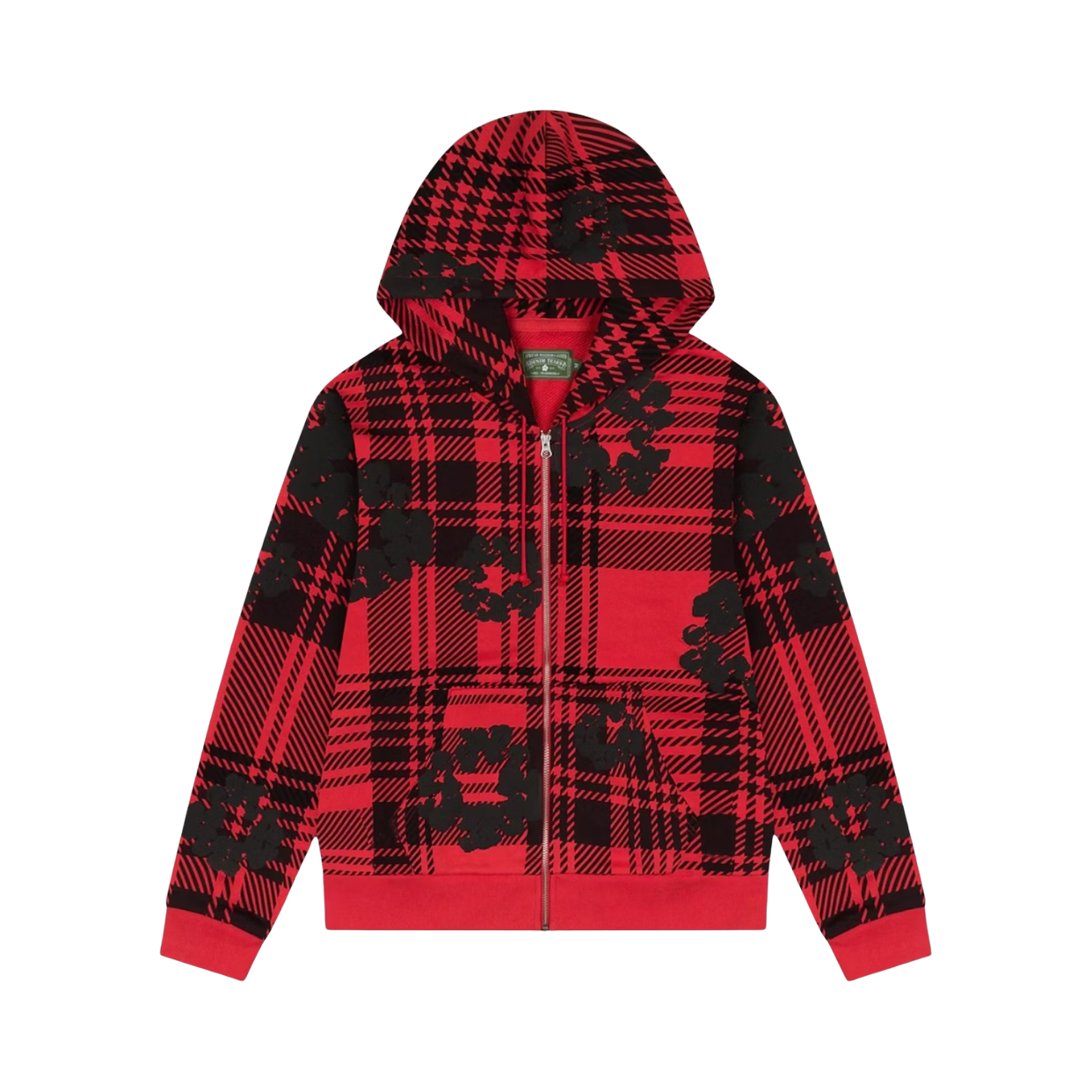 DENIM TEARS HOODIE 'ZIP-UP PLAID RED'