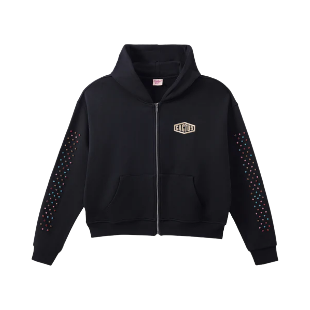 AZVA ZIP HOODIE 'CRYSTAL CACTUS VINTAGE BLACK'