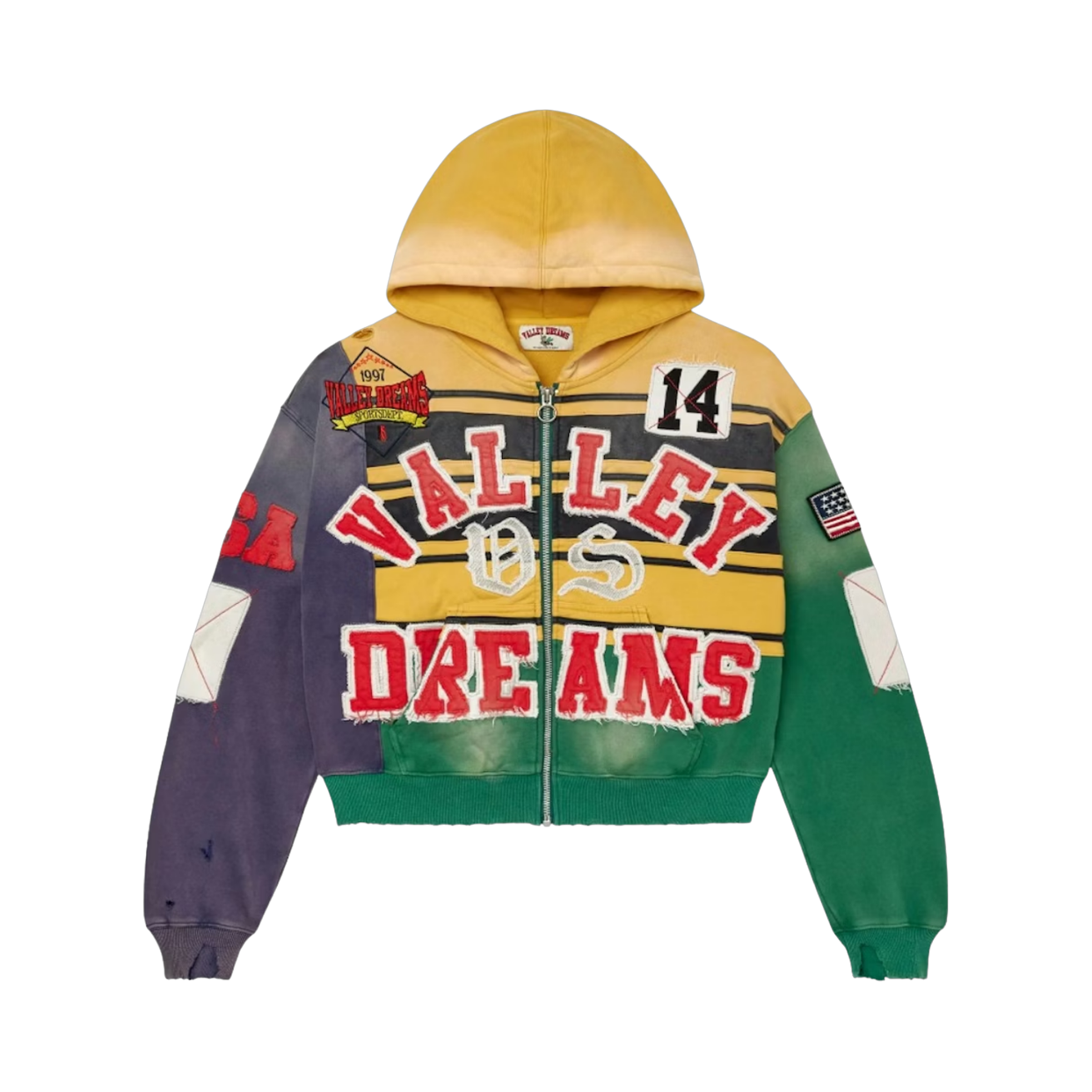 VALE FOREVER HOODIE 'ZIP COLLAGE MARDI GRAS'