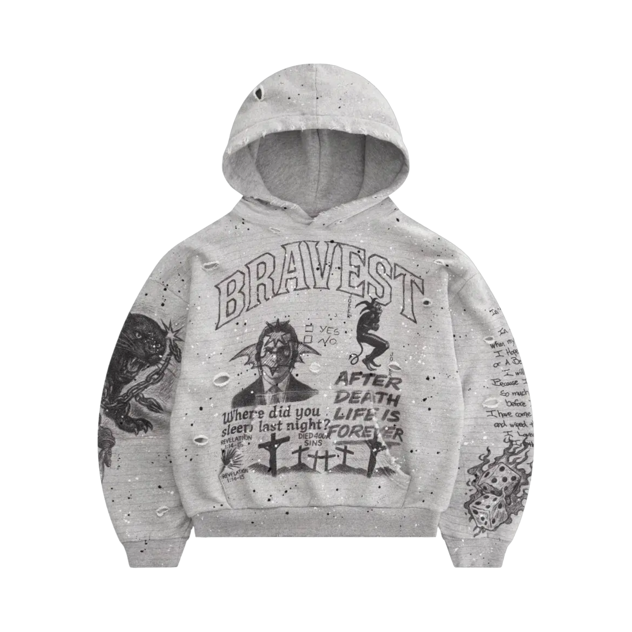 BRAVEST STUDIOS HOODIE 'SKETCH HEATHER GREY'