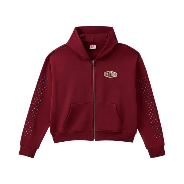 AZVA ZIP HOODIE 'CRYSTAL CACTUS RED'