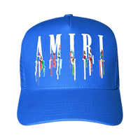 AMIRI HAT 'PAINT DRIP TRUCKER BLUE'