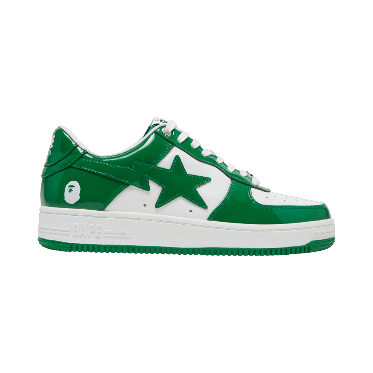 BAPE BAPESTA LOW 'PATENT LEATHER GREEN WHITE'