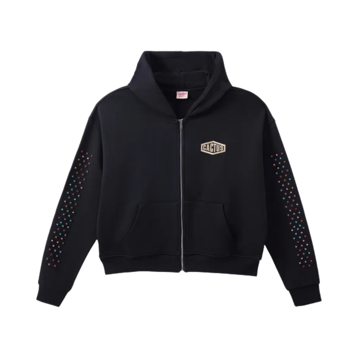AZVA ZIP HOODIE 'CRYSTAL CACTUS VINTAGE BLACK'