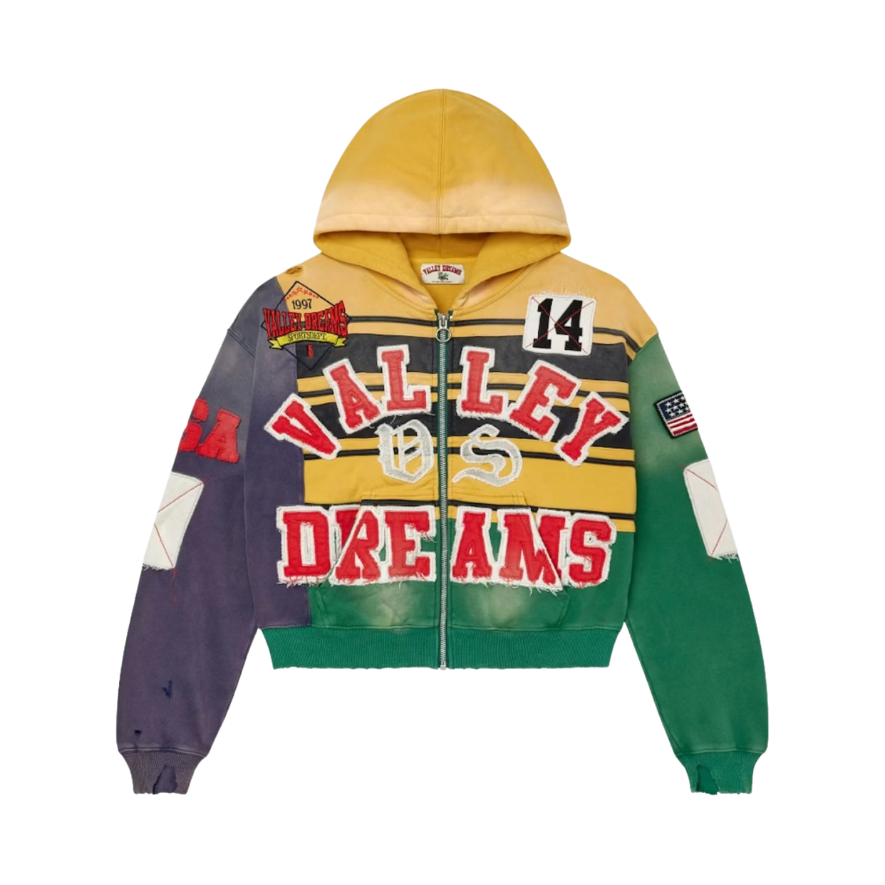 VALE FOREVER HOODIE 'ZIP COLLAGE MARDI GRAS'