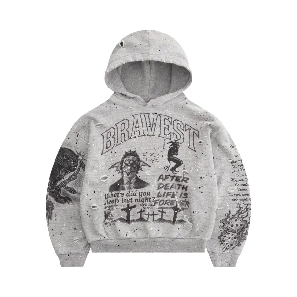 BRAVEST STUDIOS HOODIE 'SKETCH HEATHER GREY'